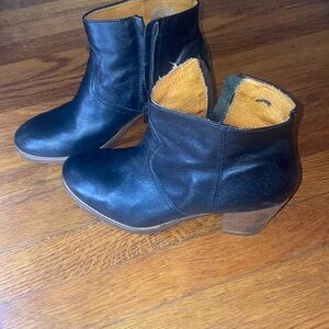 Black leather ankle boots